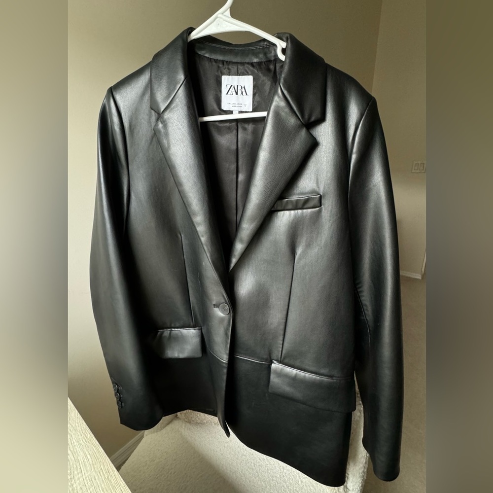 Zara Faux Leather Blazer